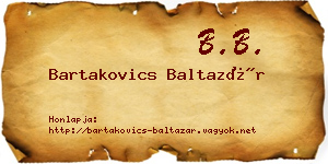 Bartakovics Baltazár névjegykártya